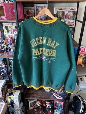 Vintage Green Bay Packers Sweatshirt Green Yellow NFL Pro Line XL